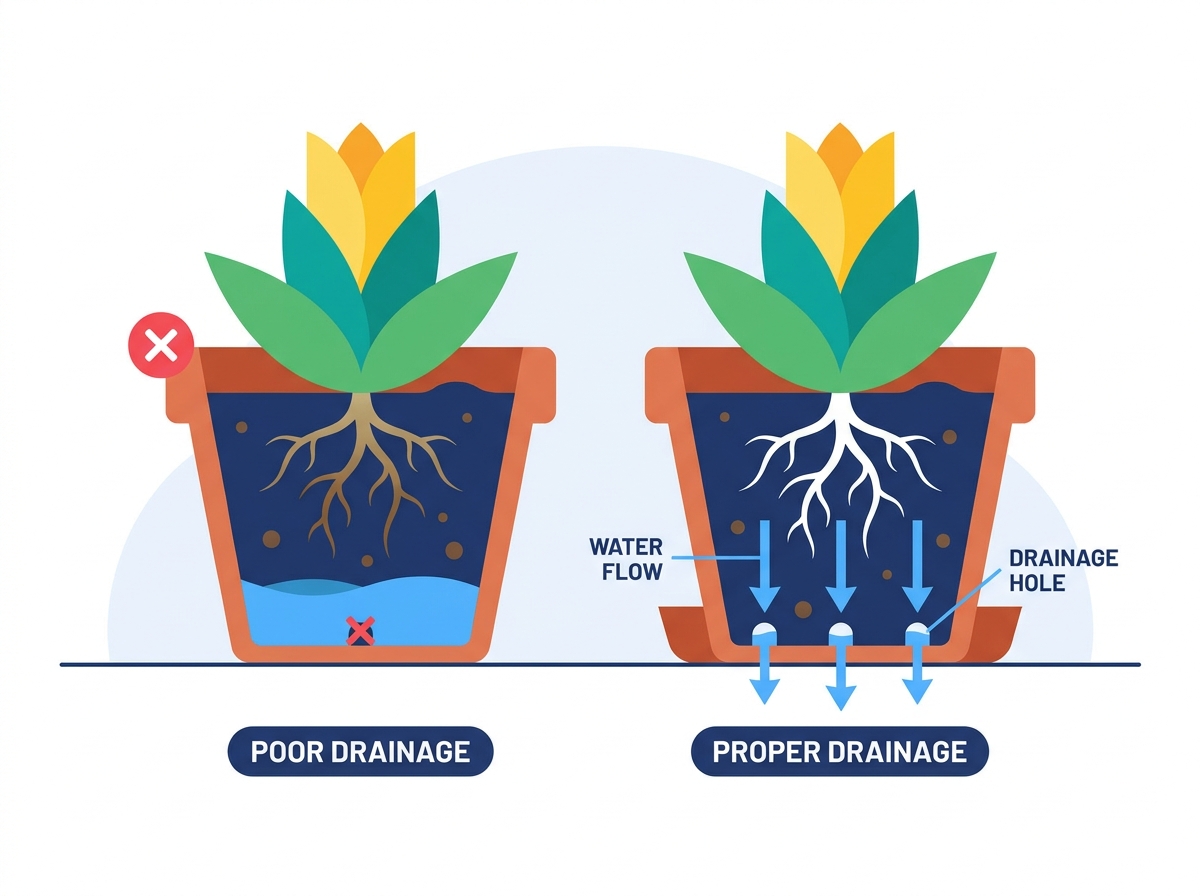 Drainage features in commercial flowerpots